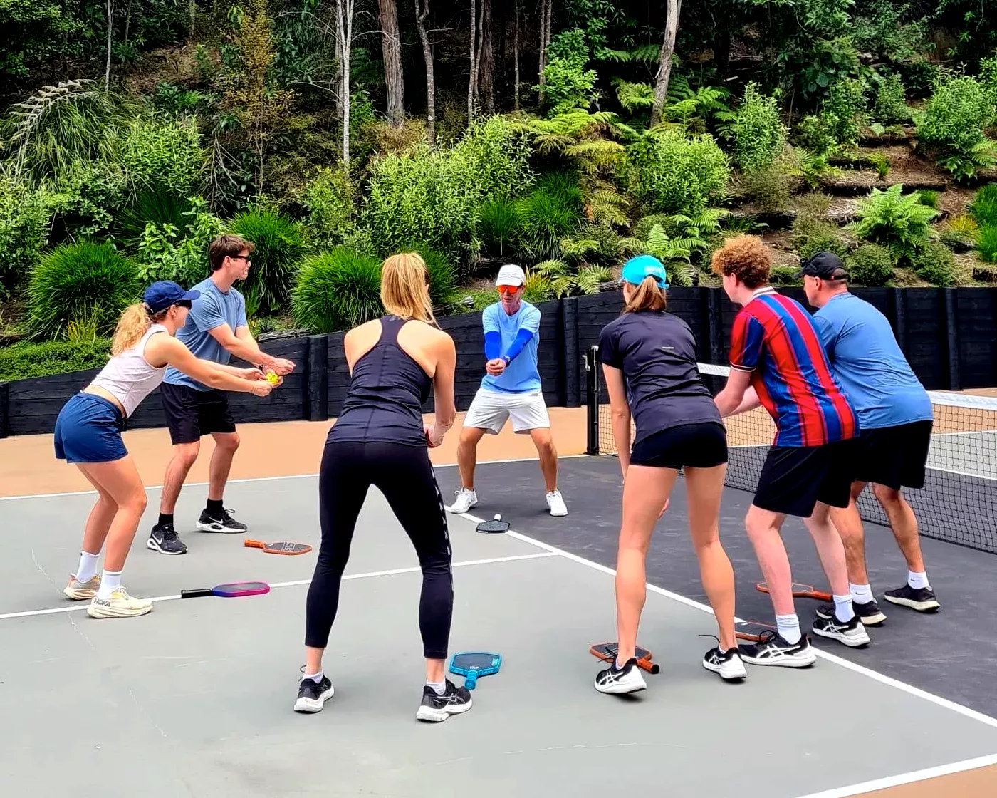 A small group lesson on court